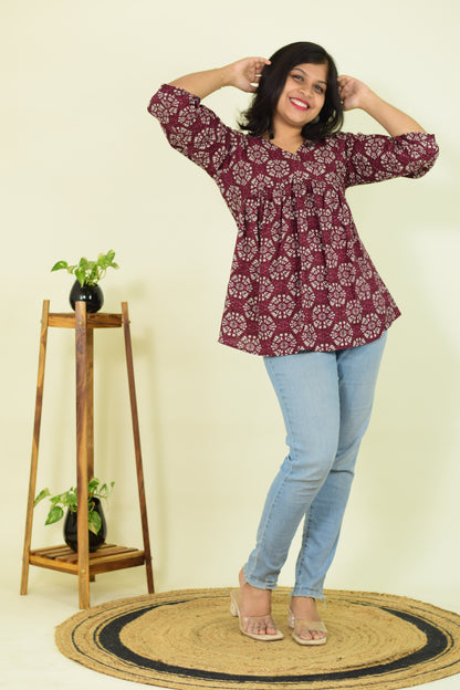 Burgundy Aura Kurthi