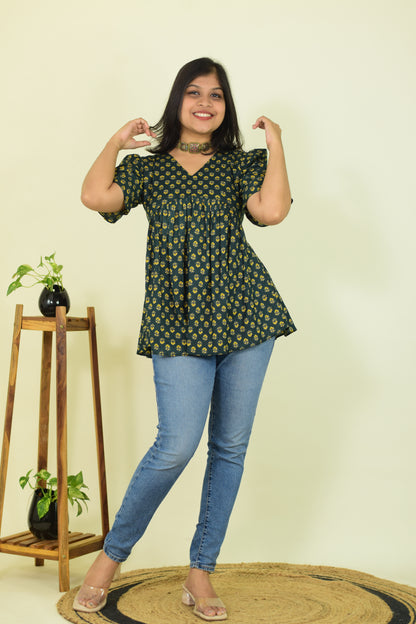 Leafy Mist Short Kurthi