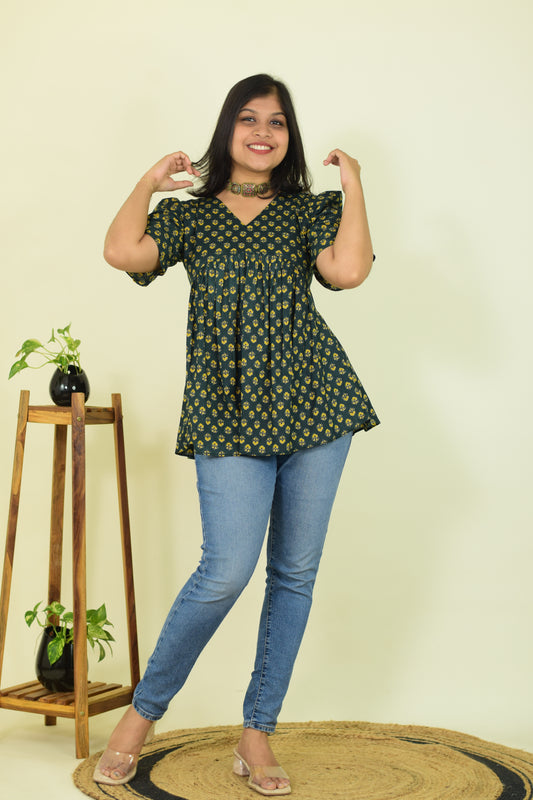 Leafy Mist Short Kurthi