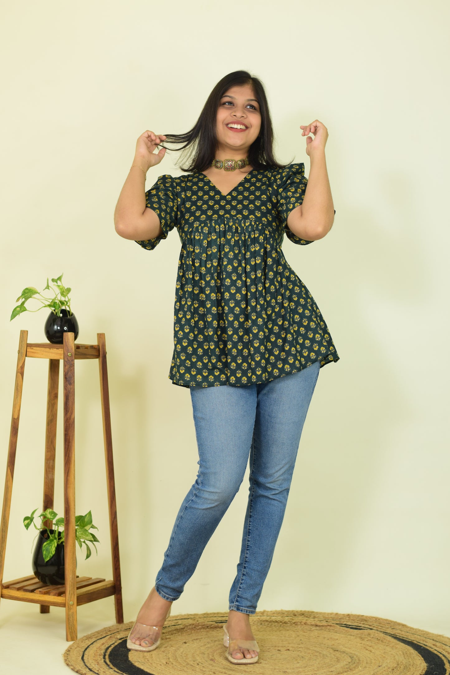 Leafy Mist Short Kurthi