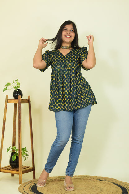 Leafy Mist Short Kurthi
