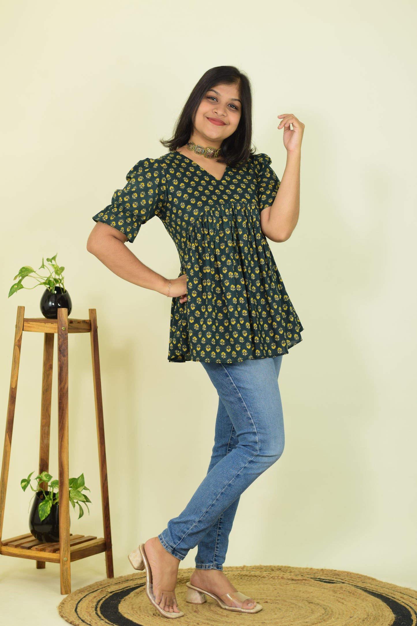 Leafy Mist Short Kurthi