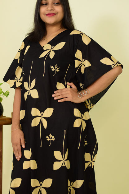 Black Mirage Blossom Kaftan