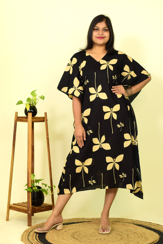 Black Mirage Blossom Kaftan