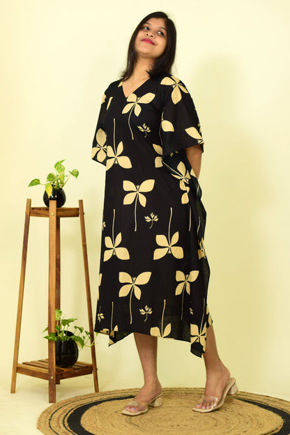 Black Mirage Blossom Kaftan
