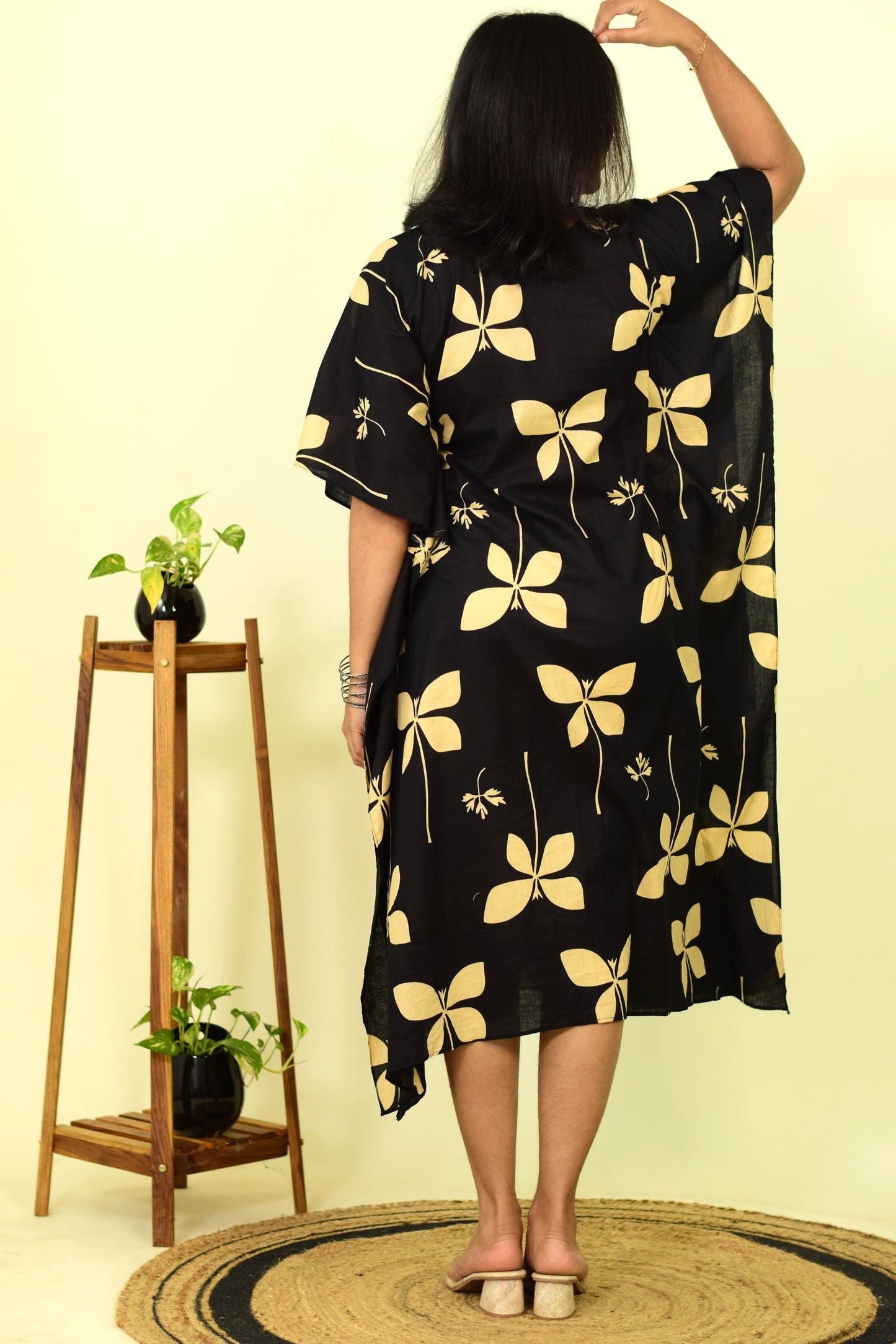 Black Mirage Blossom Kaftan