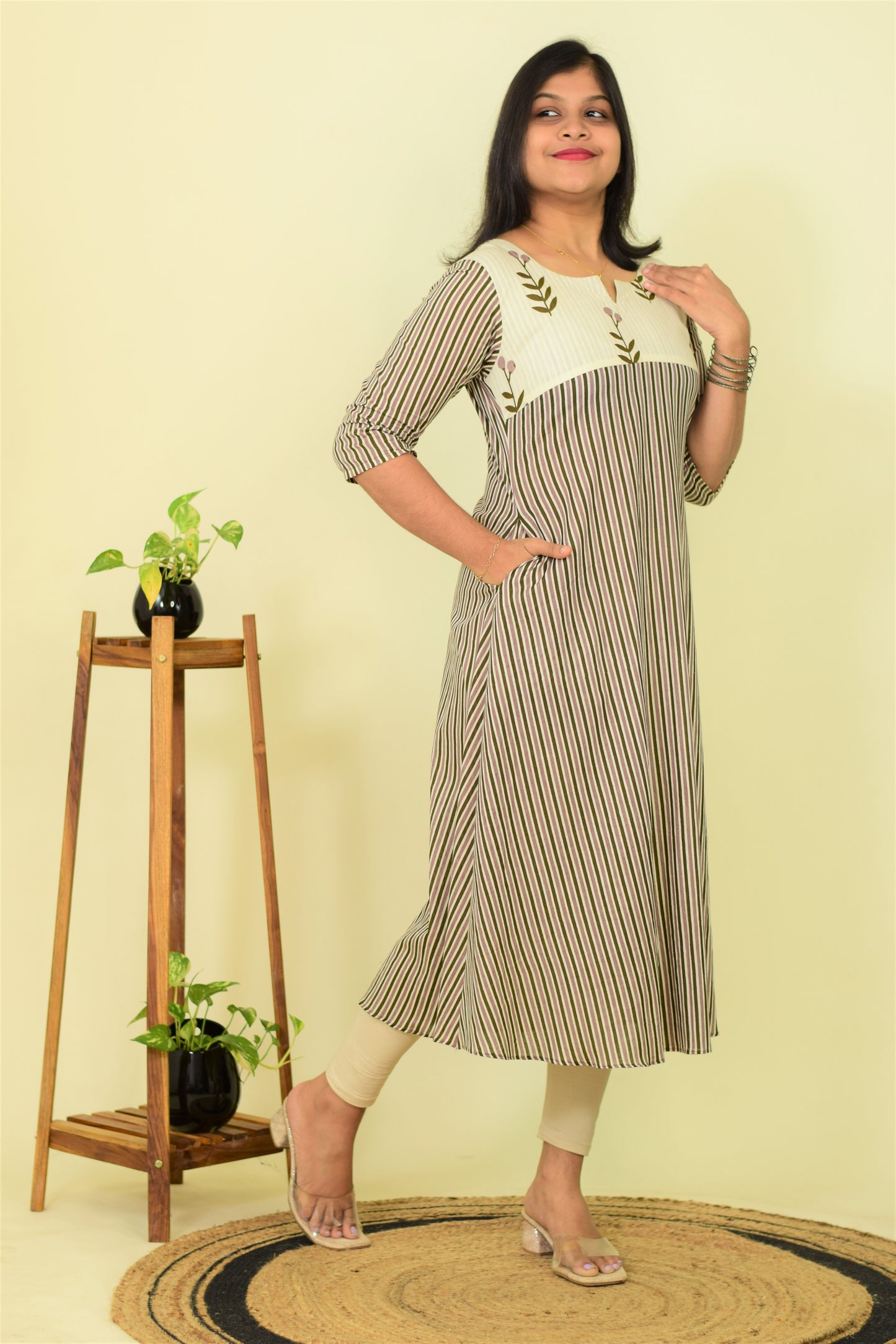 Grey Petal Path Kurthi