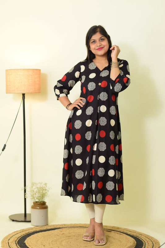 Black Whisper Polka Kurthi