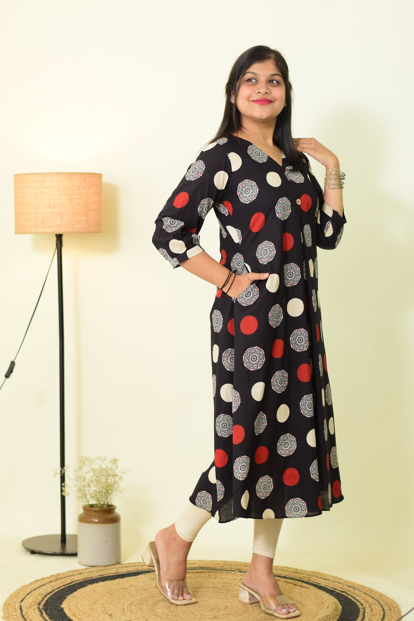 Black Whisper Polka Kurthi
