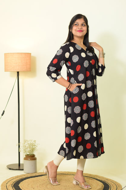 Black Whisper Polka Kurthi