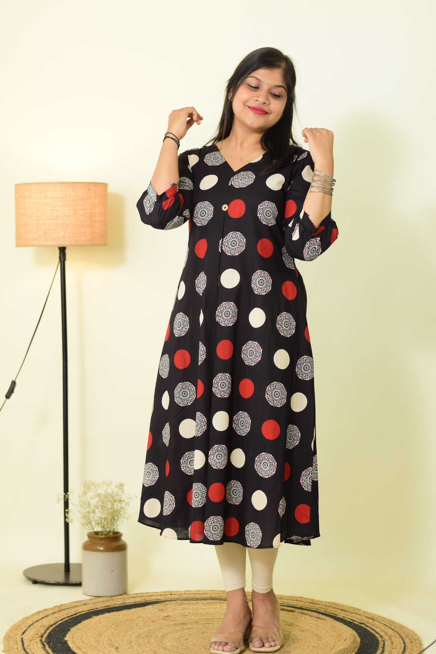 Black Whisper Polka Kurthi