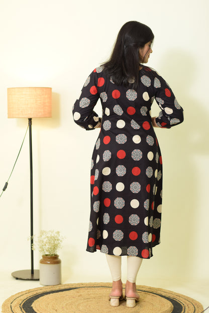 Black Whisper Polka Kurthi