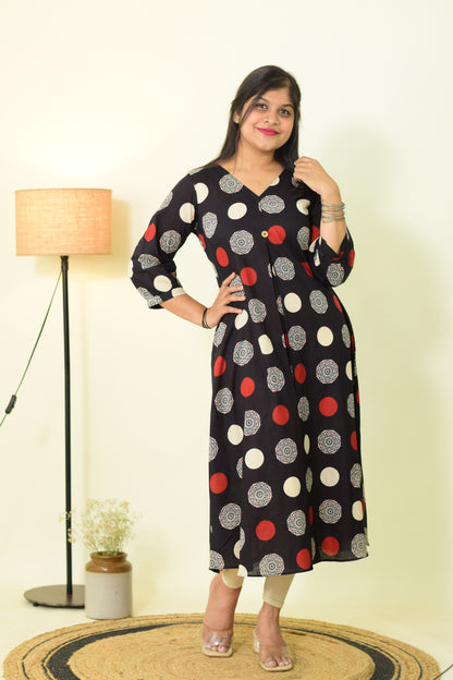 Black Whisper Polka Kurthi