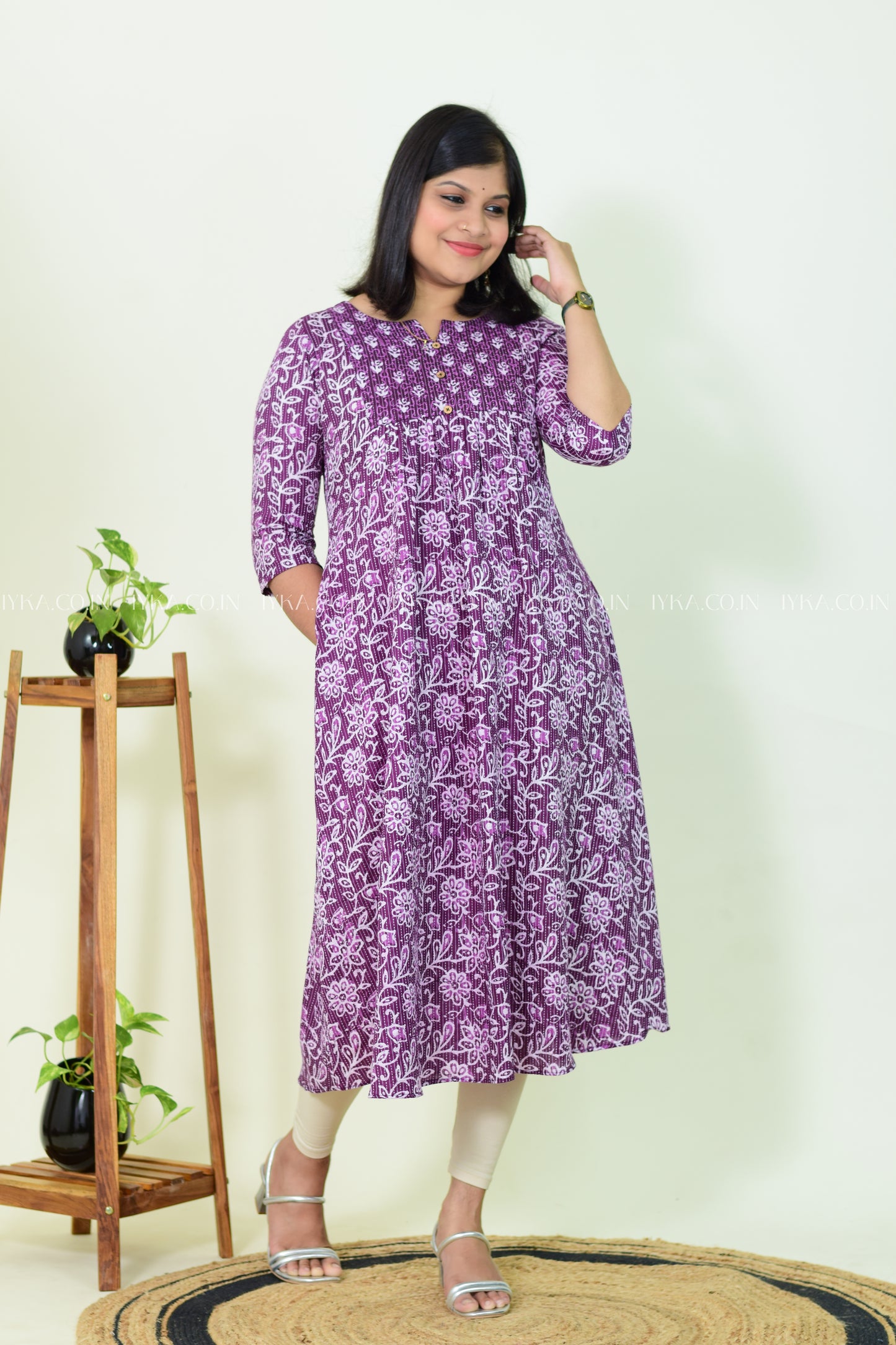 IYKA-VIOLET KATHA COTTON ALINE KURTHI #00240KUR