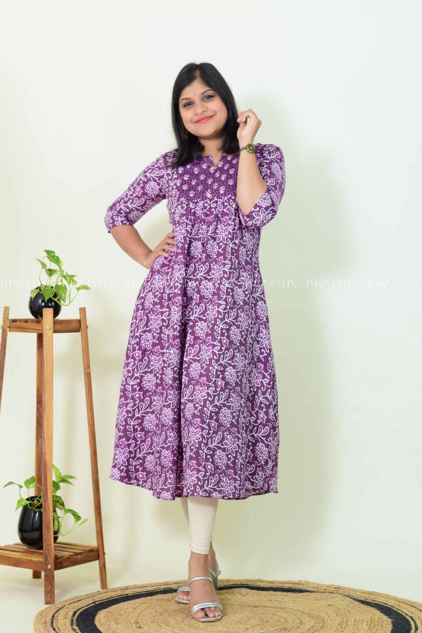 IYKA-VIOLET KATHA COTTON ALINE KURTHI #00240KUR