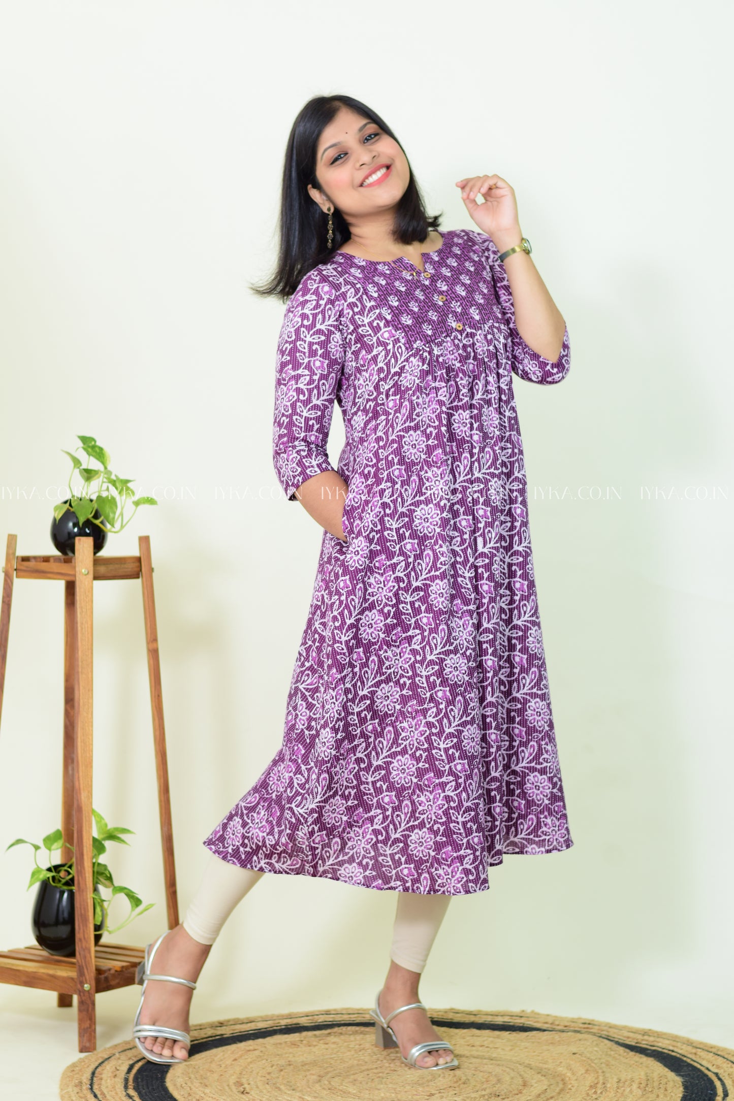 IYKA-VIOLET KATHA COTTON ALINE KURTHI #00240KUR