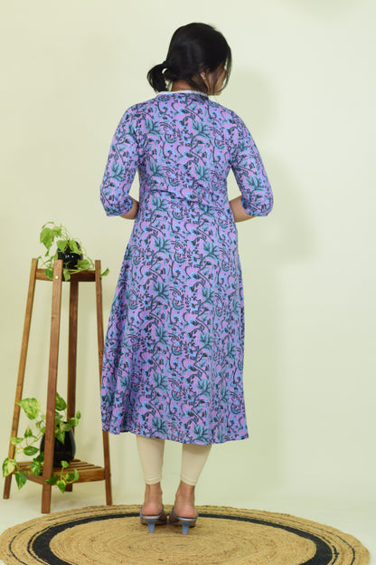 Lavender Katha A-Line Kurti