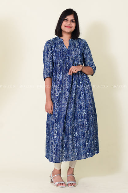 IYKA- BLUE COTTON ALINE KURTHA #00169KUR