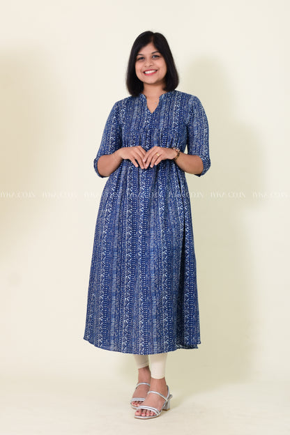 IYKA- BLUE COTTON ALINE KURTHA #00169KUR