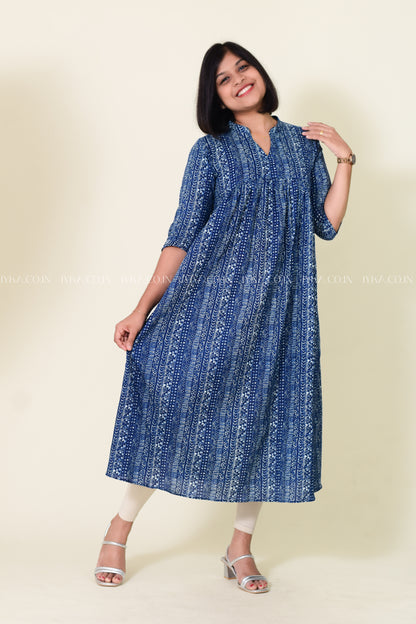 IYKA- BLUE COTTON ALINE KURTHA #00169KUR