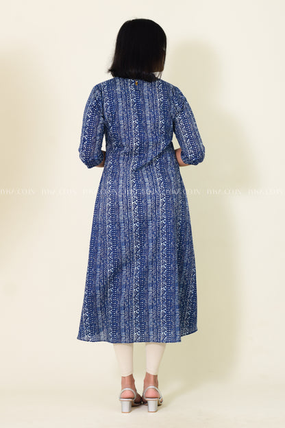 IYKA- BLUE COTTON ALINE KURTHA #00169KUR