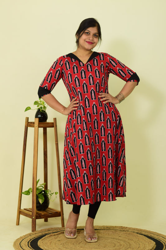 Rudra Black Contrast Kurthi