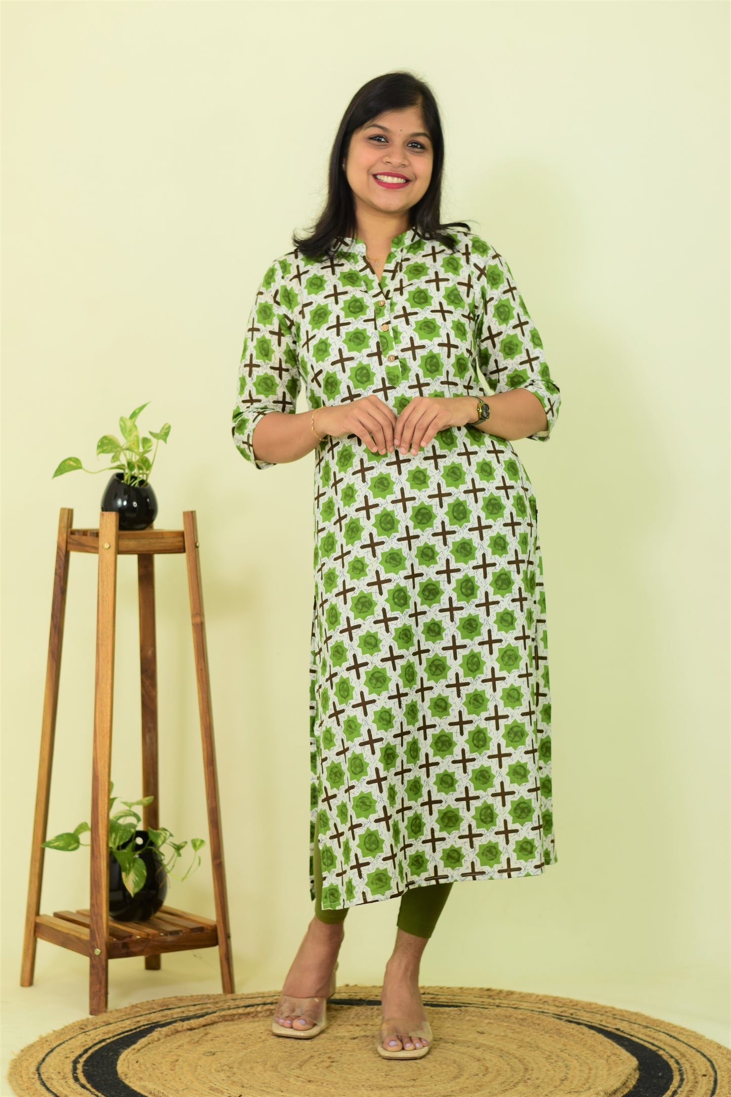 Green Aura Slitted Kurthi