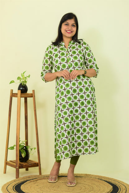 Green Aura Slitted Kurthi