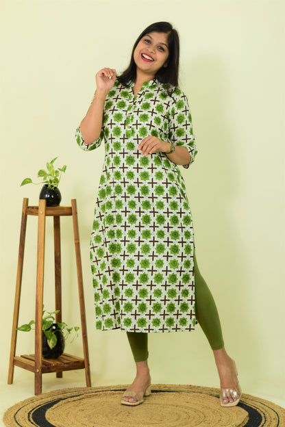 Green Aura Slitted Kurthi
