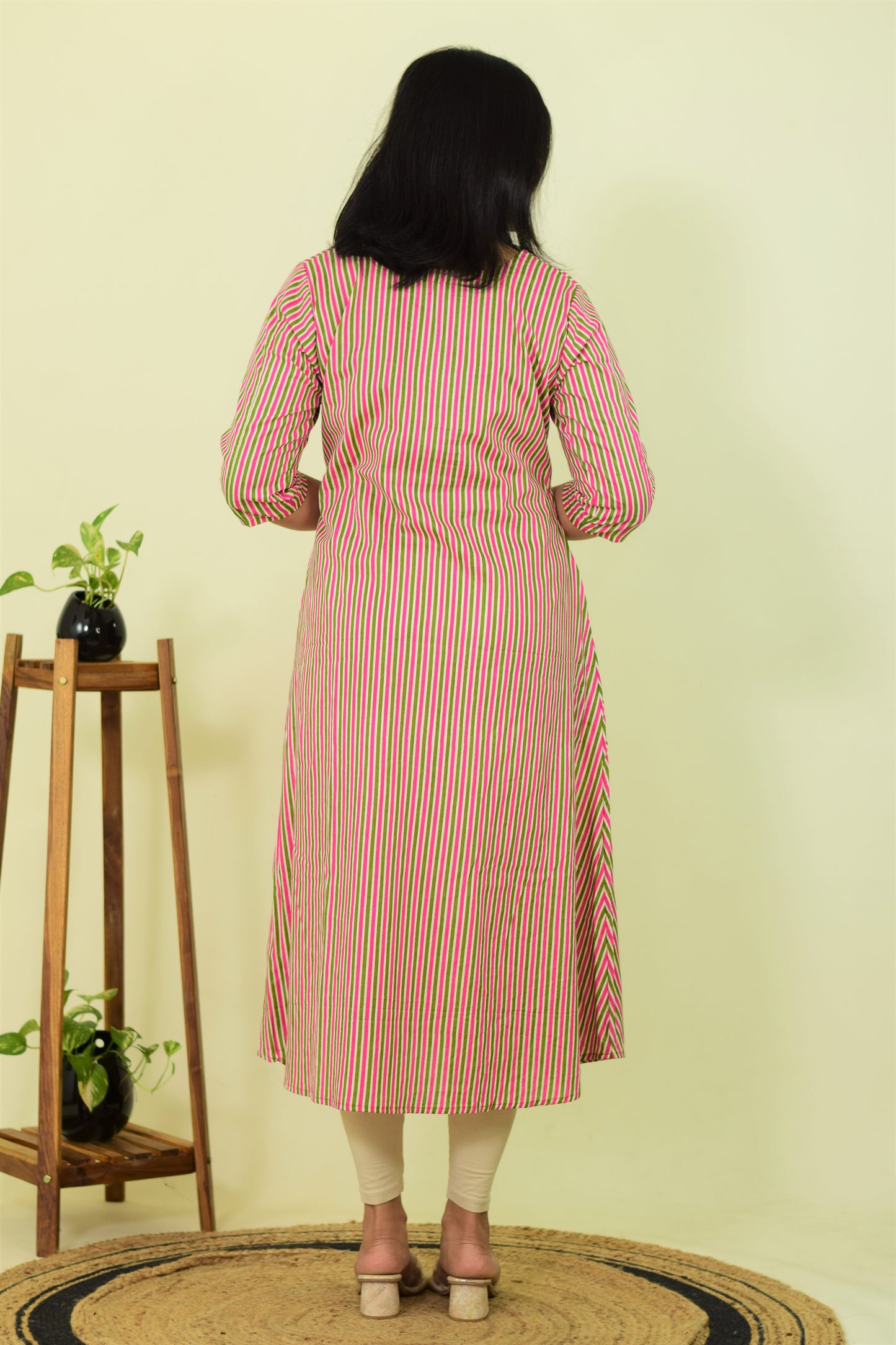 Pink Striped Classic Kurthi