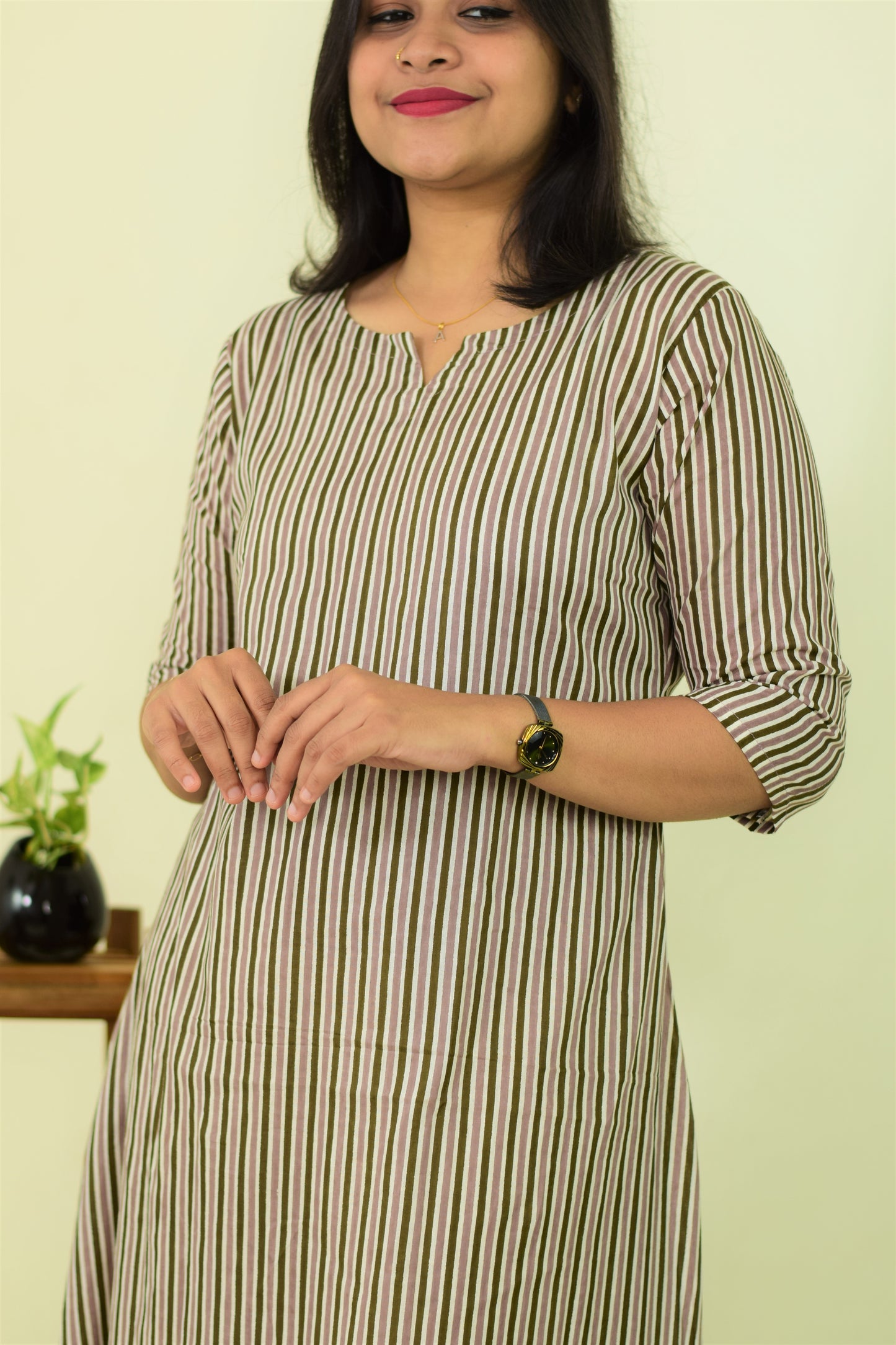 Greywave Striped Kurthi