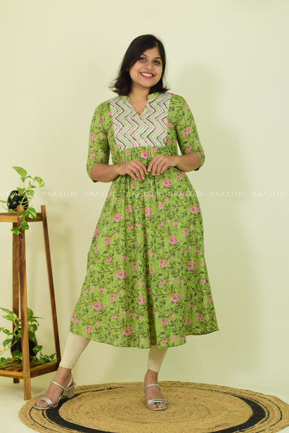 Olive Whisper Cotton Kurthi