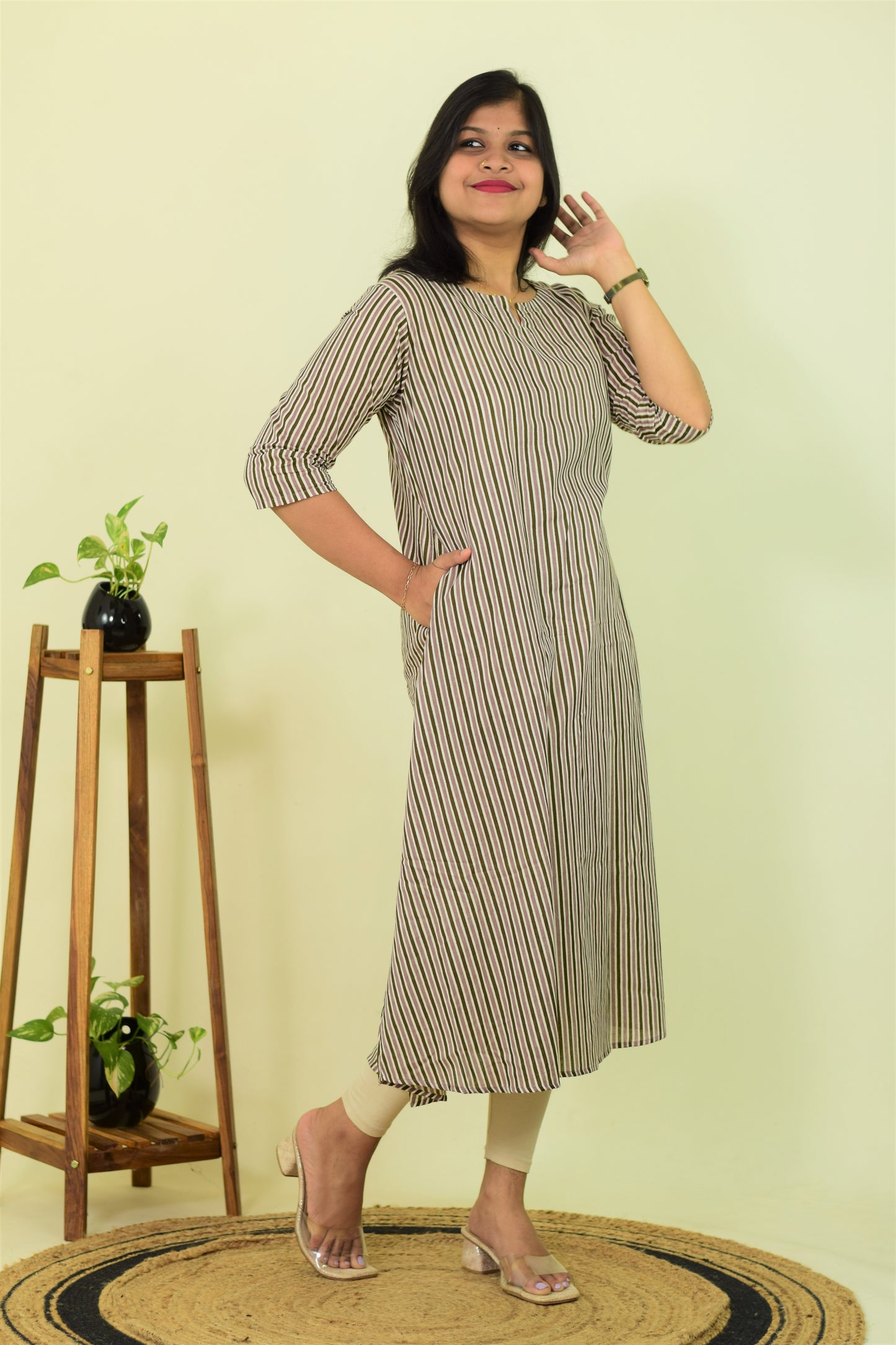 Greywave Striped Kurthi