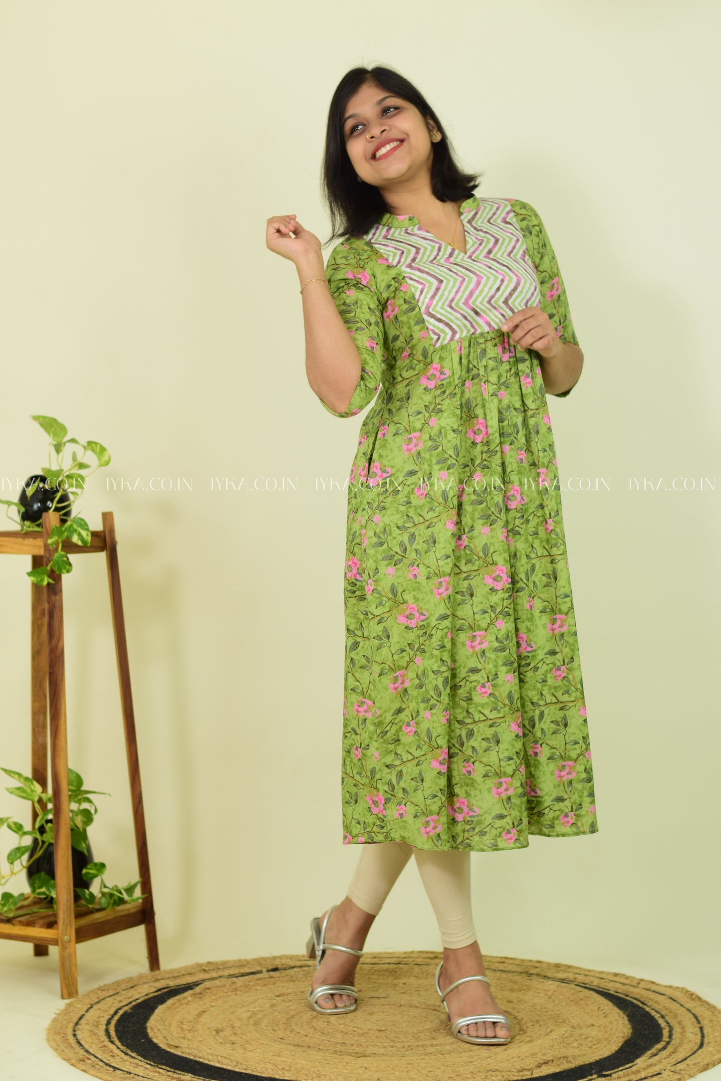 Olive Whisper Cotton Kurthi