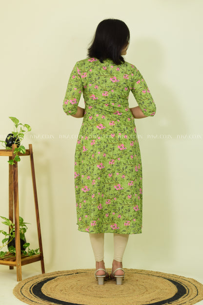Olive Whisper Cotton Kurthi