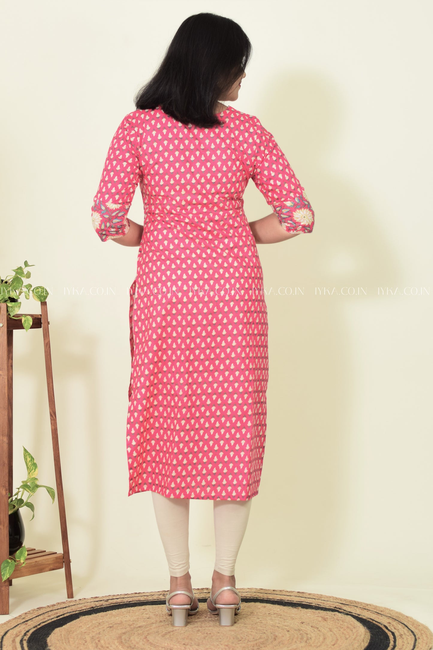 IYKA- PINK COTTON SLITTED KURTHI #00256KUR