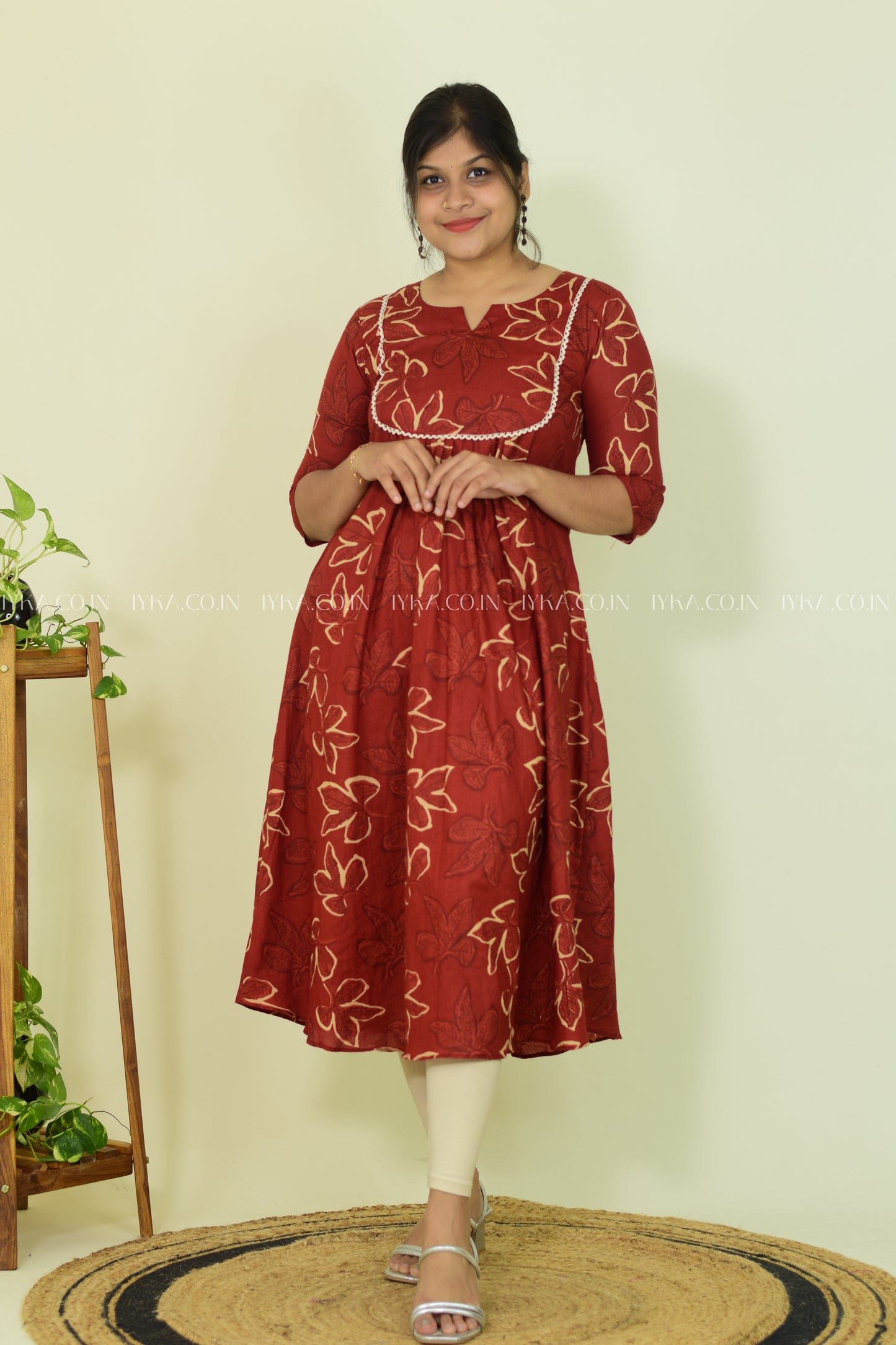 Floral Embrace – Red Kurthi