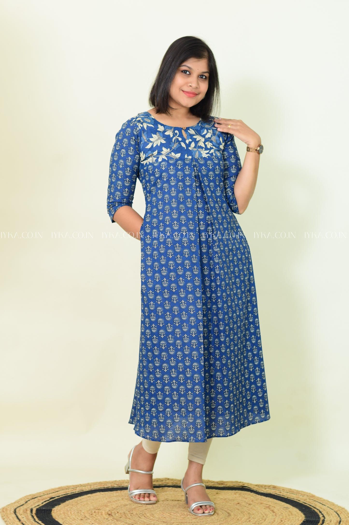 IYKA- BLUE COTTON ALINE KURTHI #00193KUR