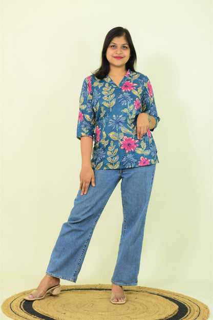 Blue Blossom Short Kurthi