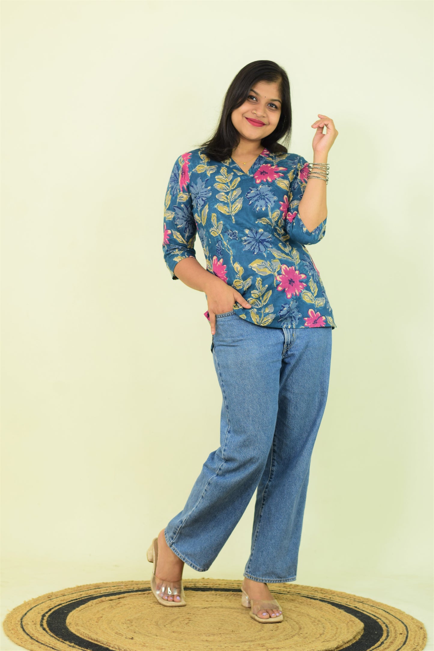 Blue Blossom Short Kurthi