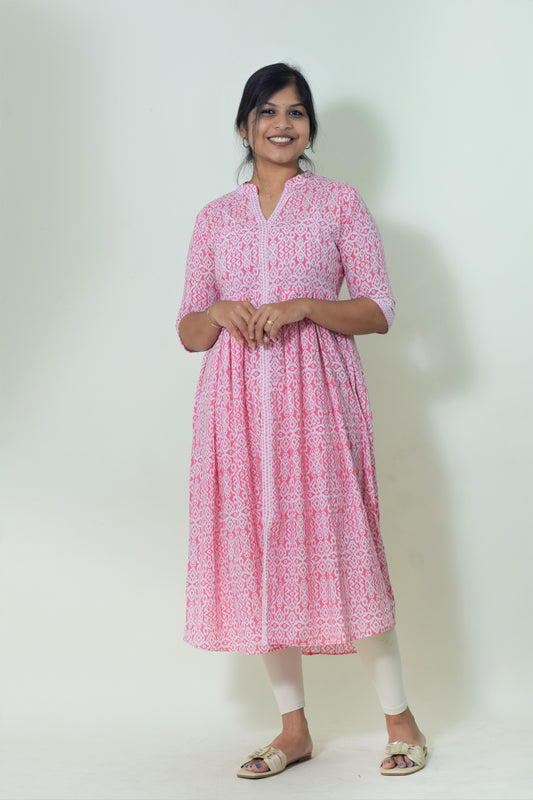 IYKA - Pink A Line Kurthi #00001KUR