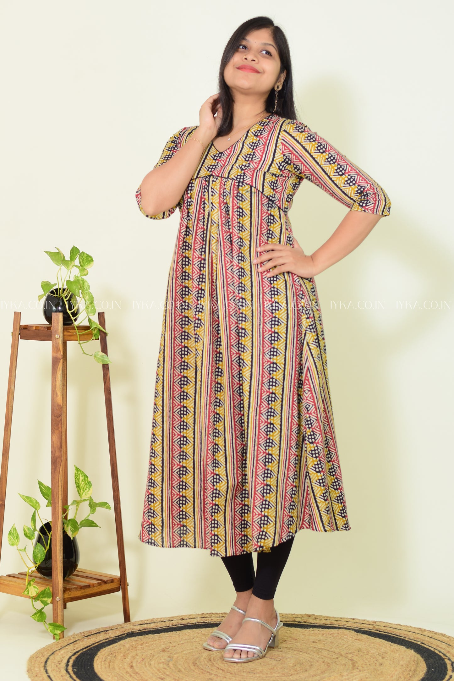 IYKA- MULTICOLOURED COTTON ALINE KURTHI#00263KUR