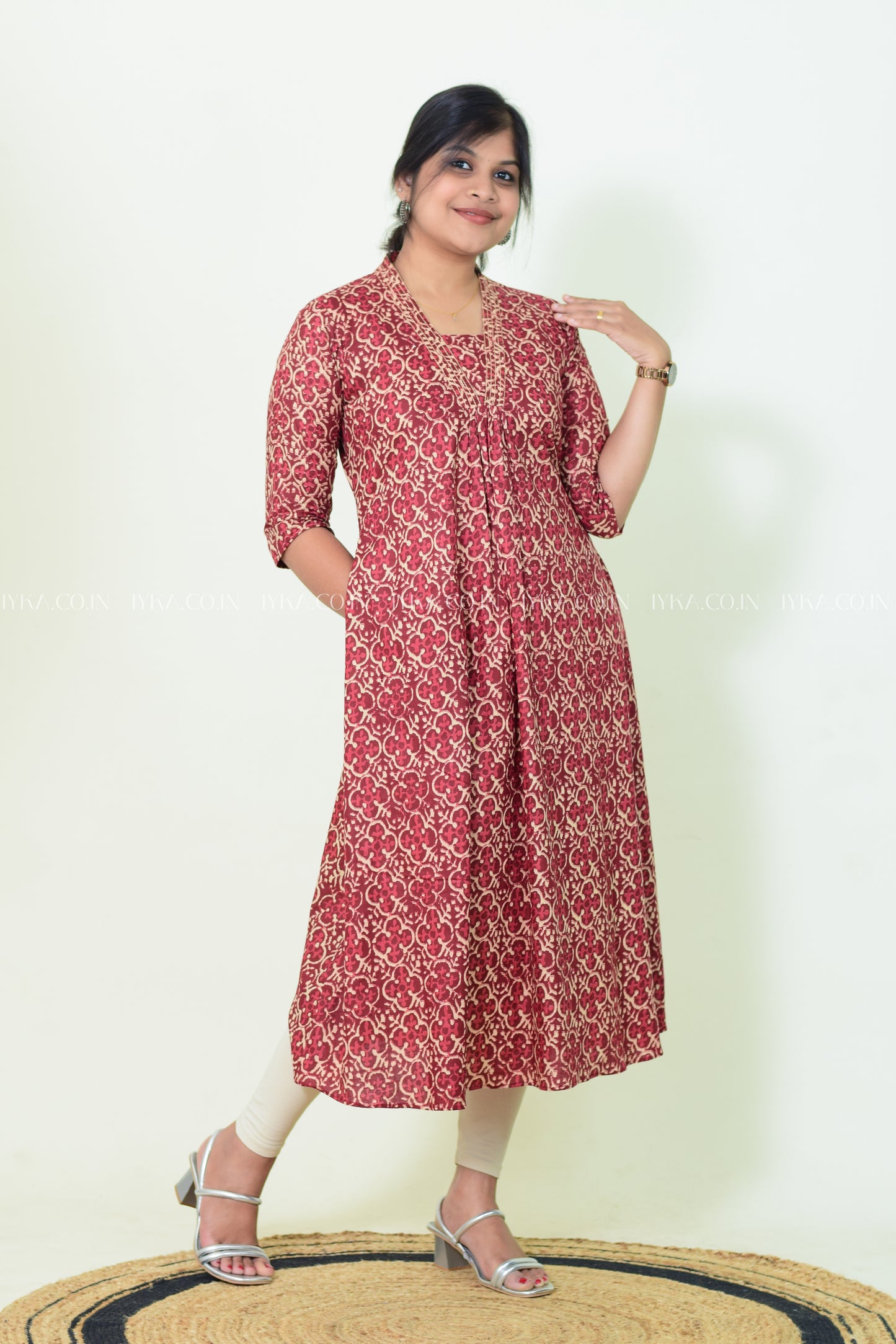 IYKA- RED COTTON ALINE KURTHI #00201KUR