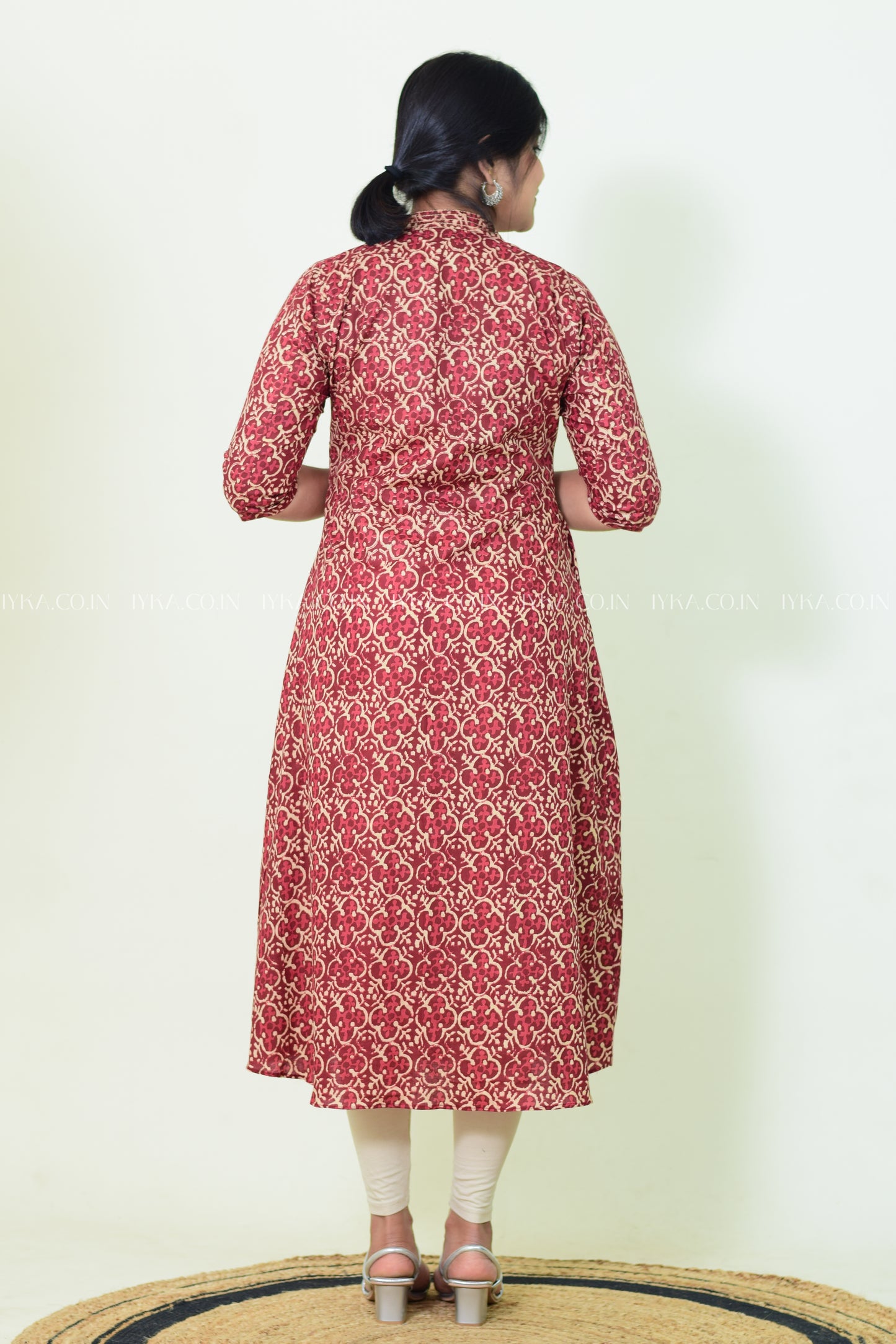 IYKA- RED COTTON ALINE KURTHI #00201KUR