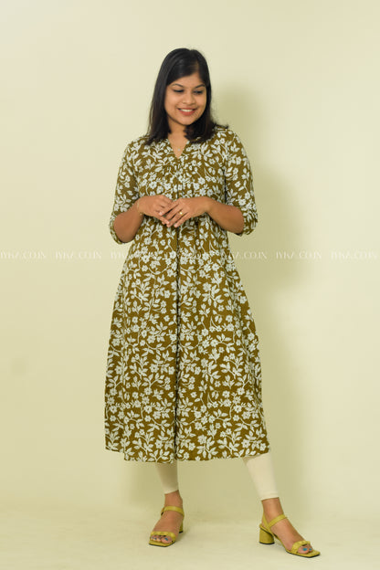 IYKA-PASTEL GREEN A-LINE KURTHI #00086KUR