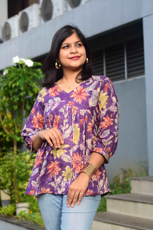 Purple Petals Short kurthi