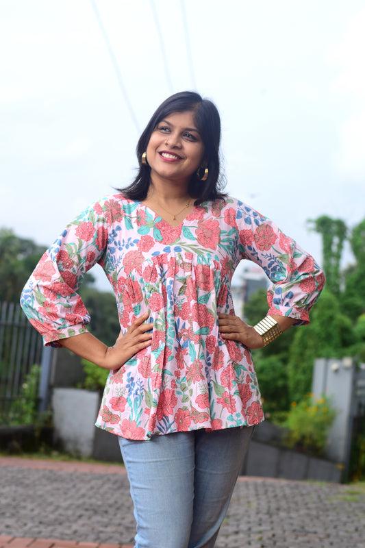 Rosé Bloom Short kurthi