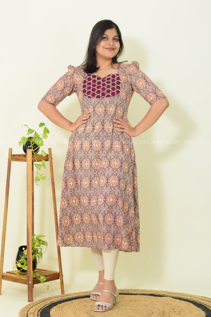 Tamarind Blush A-Line Kurthi