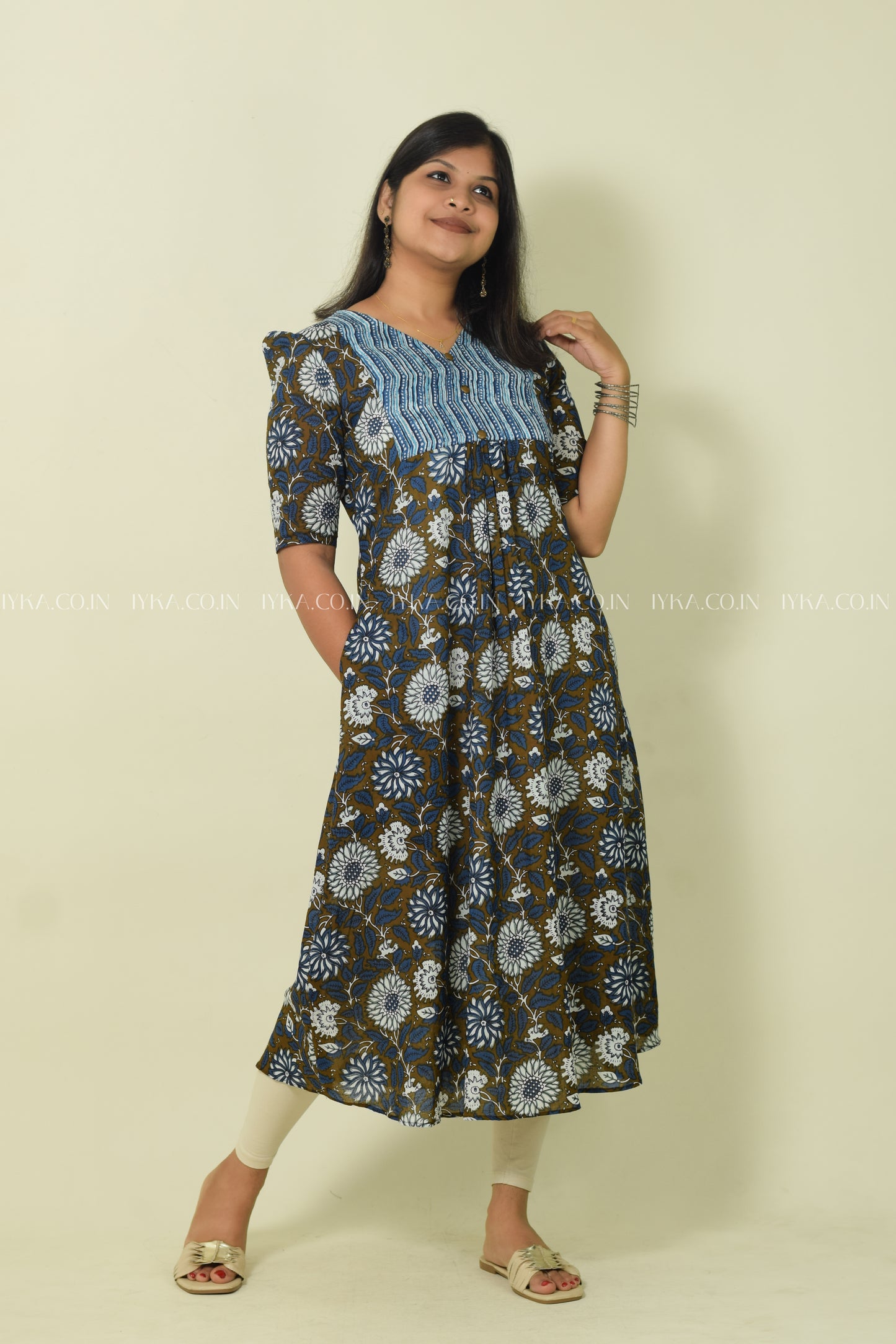 IYKA- GREEN COTTON ALINE KURTHI #00123KUR