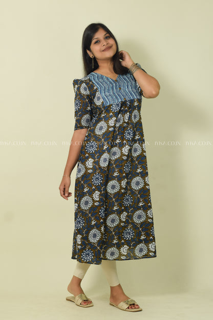 IYKA- GREEN COTTON ALINE KURTHI #00123KUR